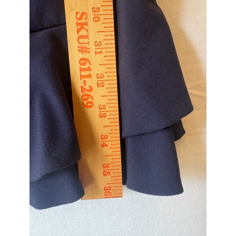 Diane von Furstenberg Navy Blue‎ Ruffle Hem Short Sleeve Sheath Dress Size 4 - Picture 7 of 10